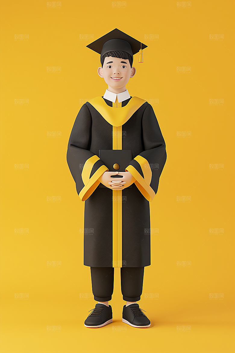 3D毕业生粘土人高清模型