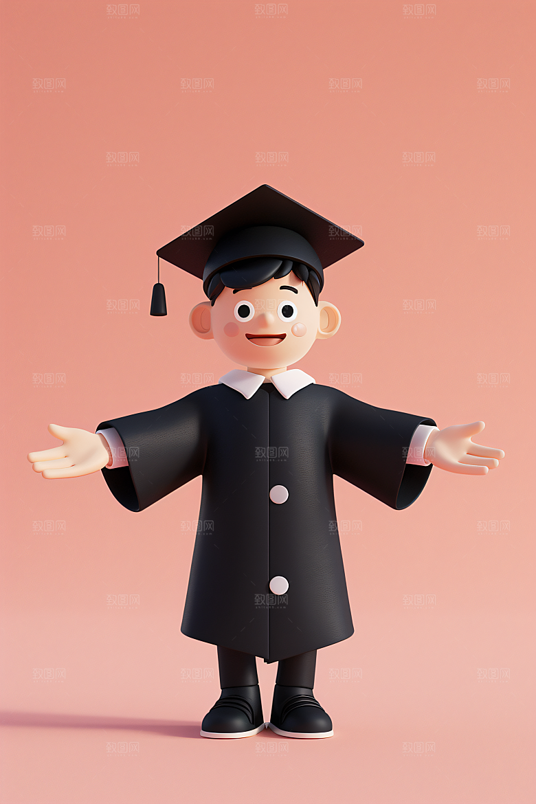 3D毕业生高清学生模型