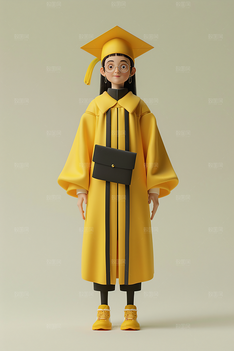 3D毕业生高清学生模型