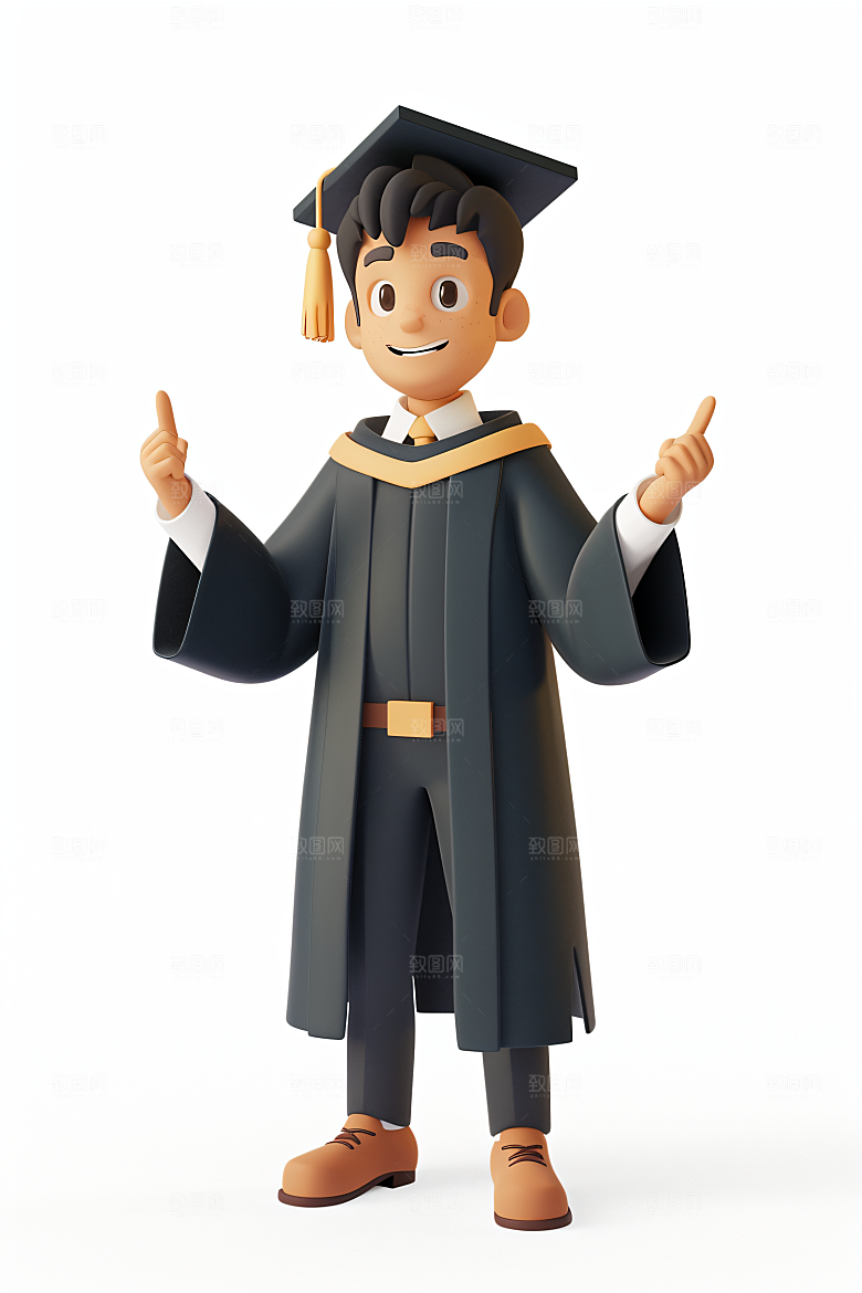 3D毕业生学生人物模型