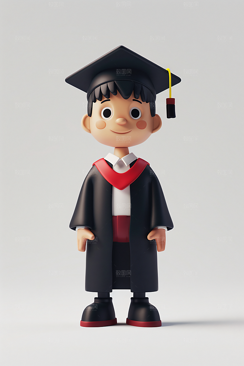 3D毕业生学生纯色背景模型