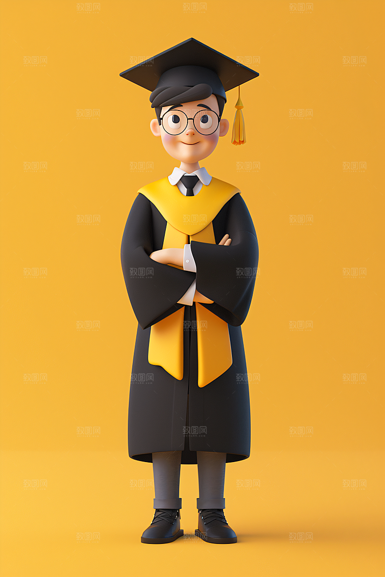 3D毕业生学生粘土人模型