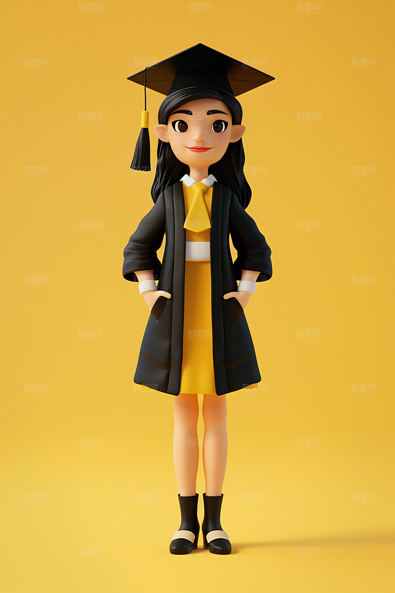 3D毕业生卡通全身照模型