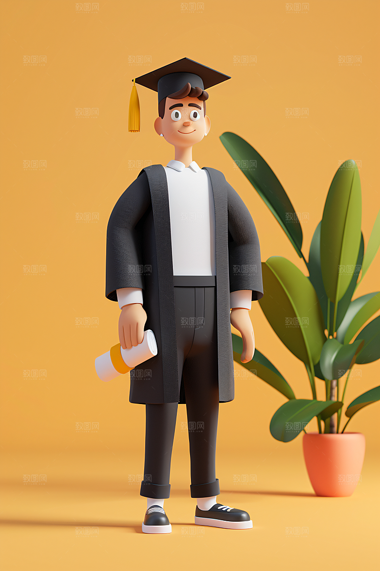 3D毕业生学生立体模型