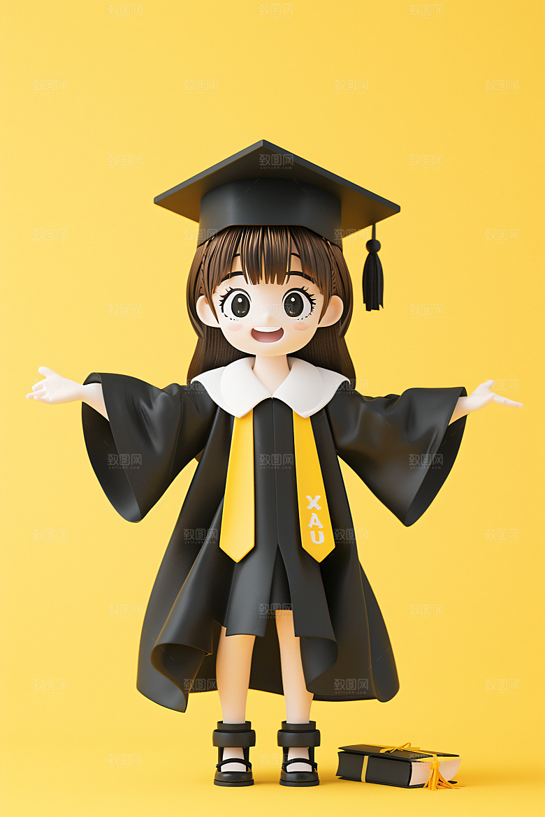 3D毕业生立体卡通模型
