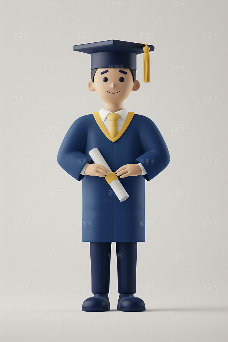3D毕业生全身照卡通模型