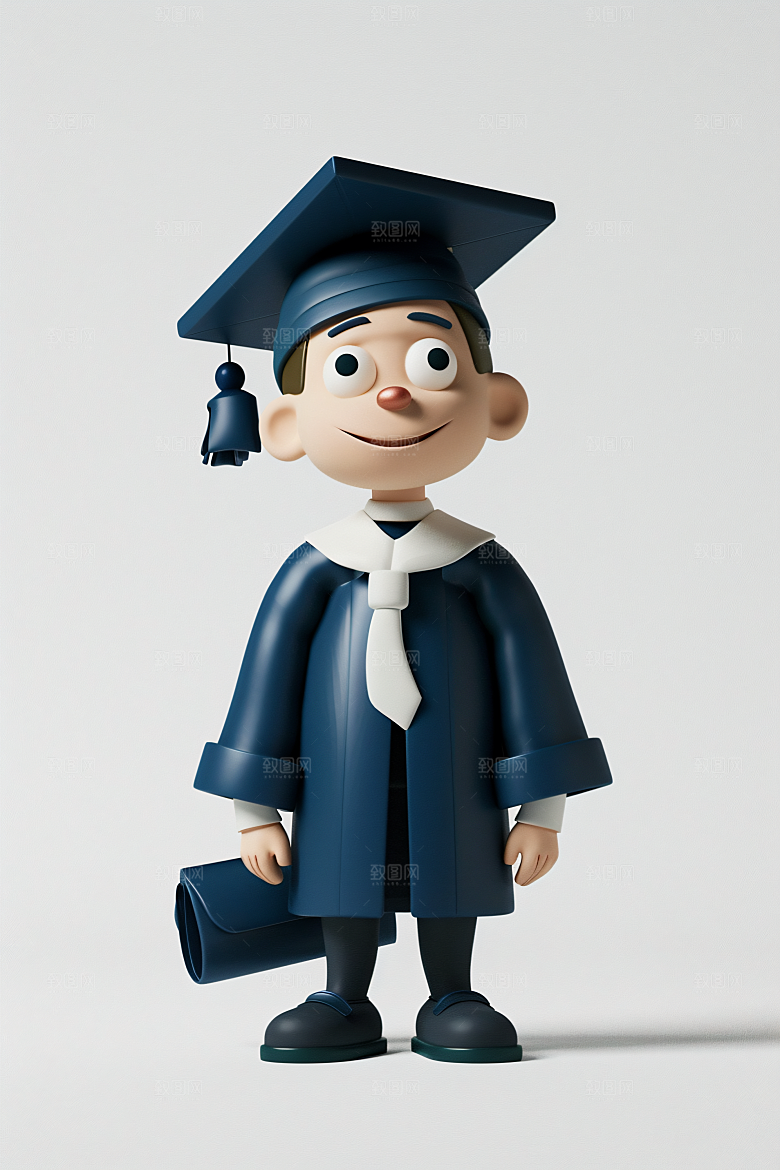 3D毕业生毕业季学生模型