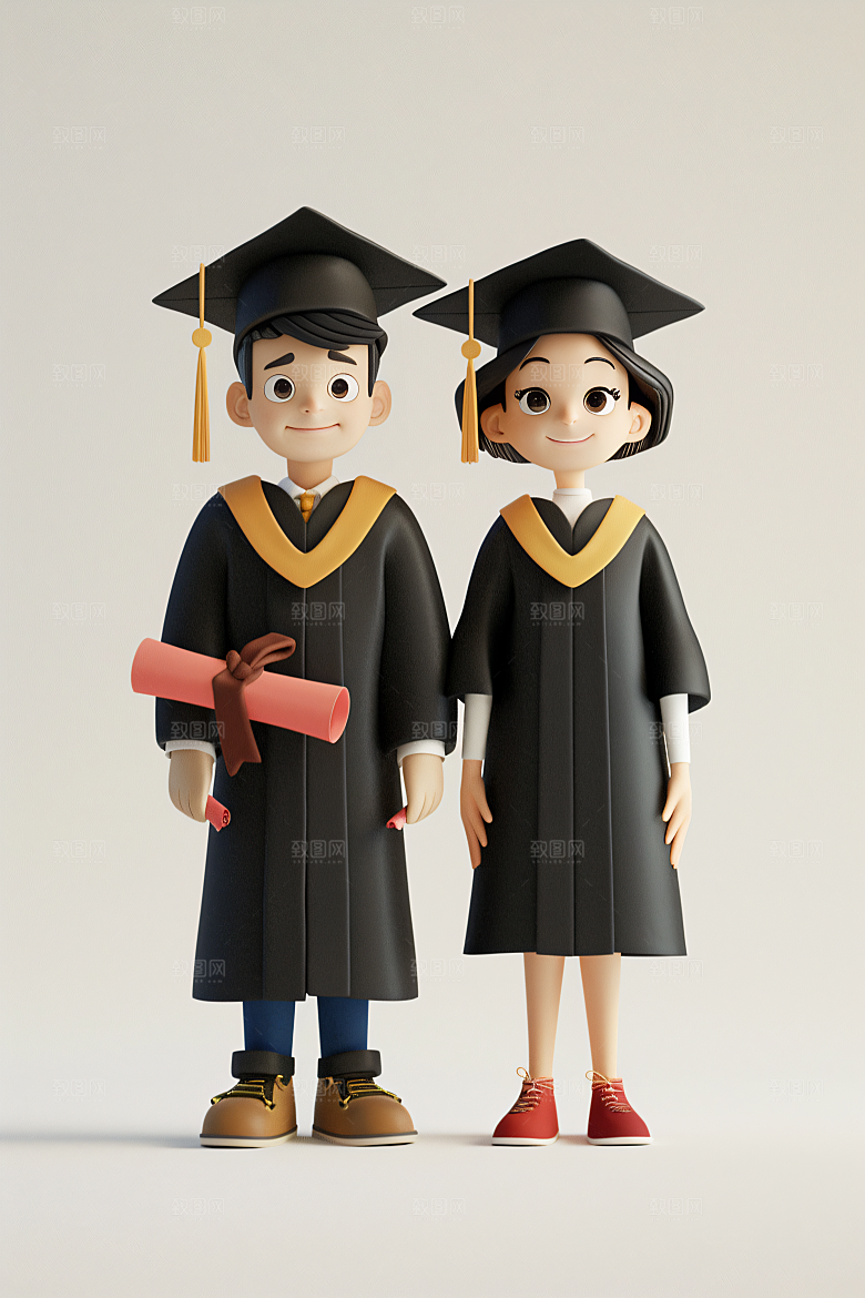 3D毕业生学生全身照模型
