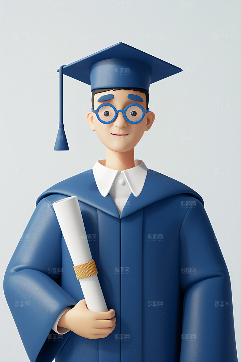 3D毕业生学生人物模型