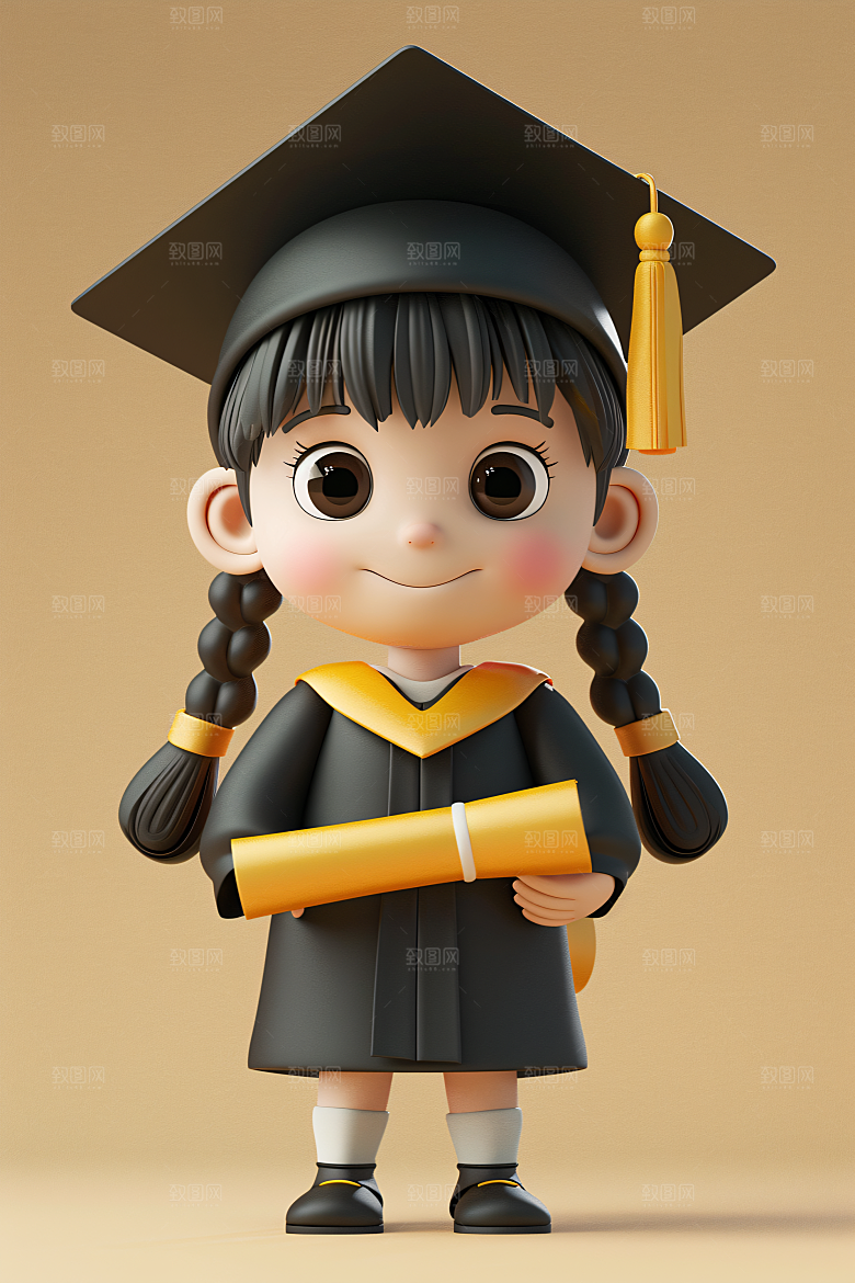 3D毕业生粘土人C4D模型
