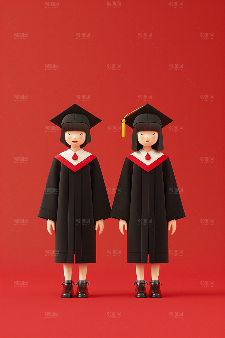 3D毕业生学生卡通模型