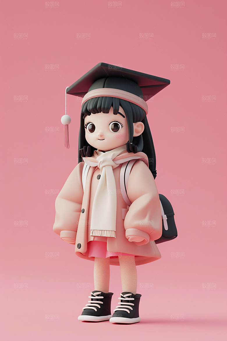 3D毕业生粘土人人物模型