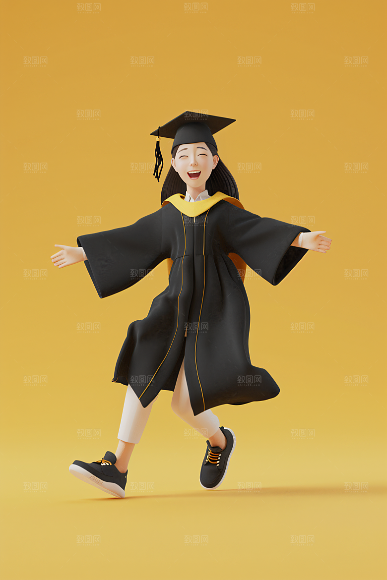3D毕业生学生立体模型