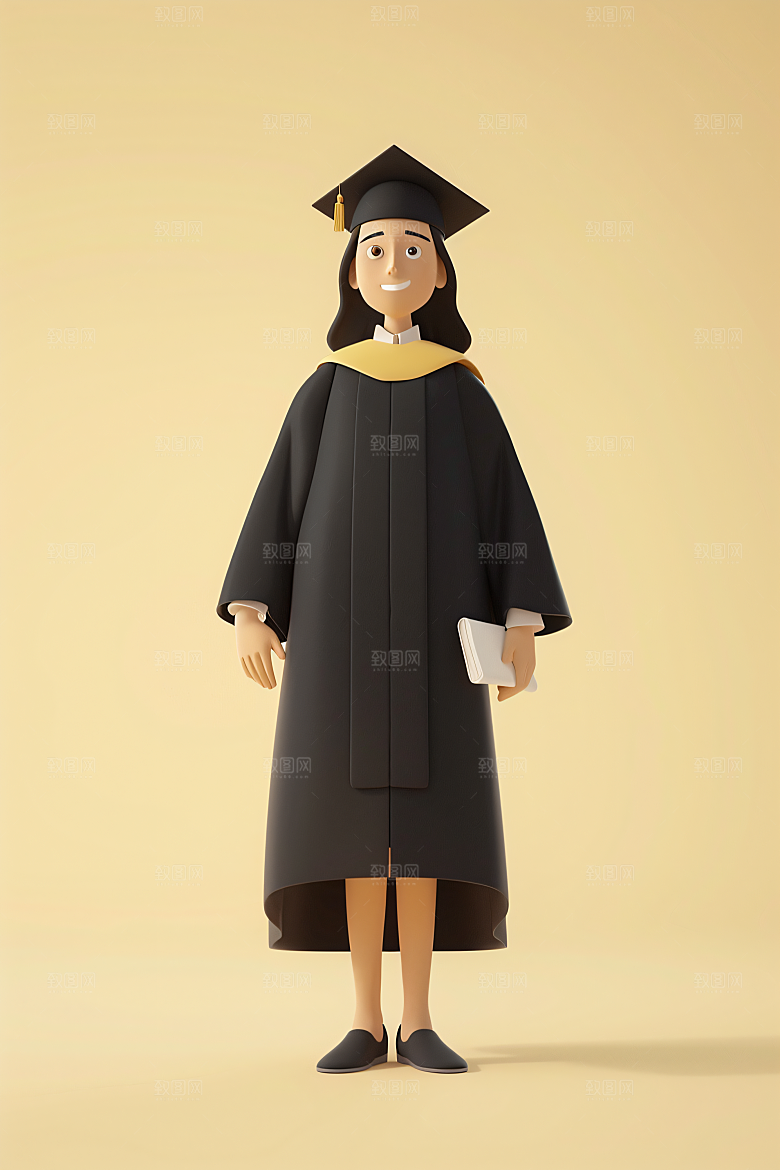 3D毕业生粘土人学生模型