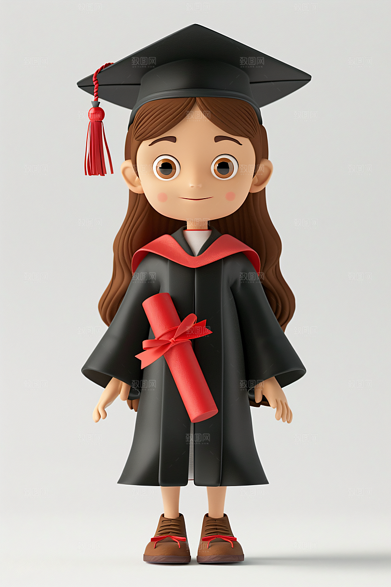 3D毕业生学生粘土人模型