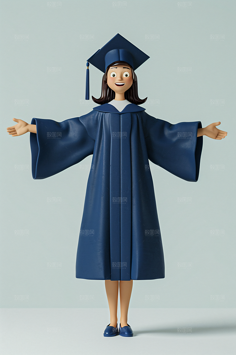 3D毕业生粘土人高清模型