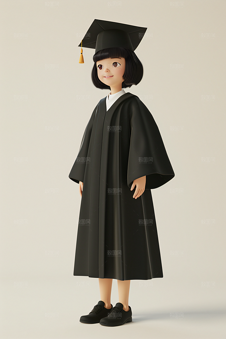 3D毕业生高清学生模型