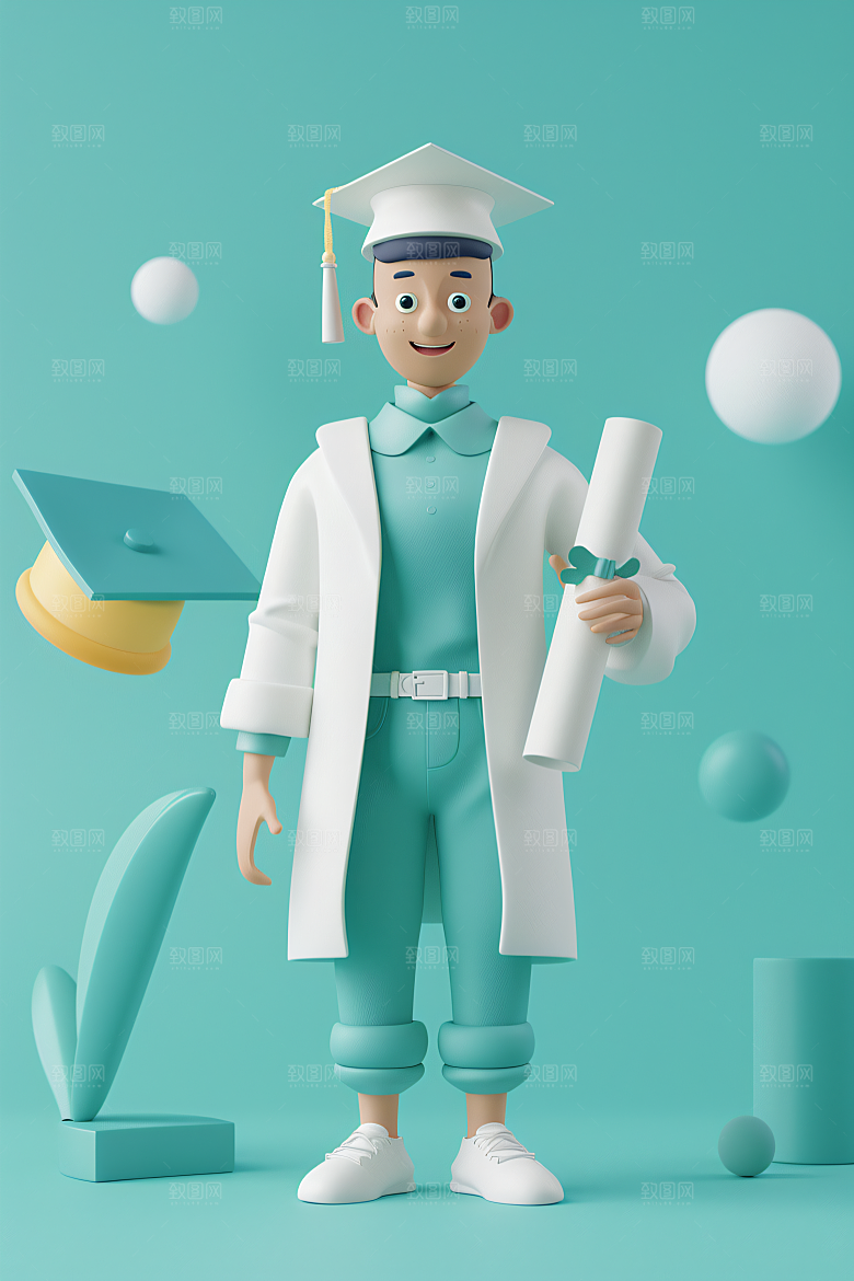 3D毕业生立体人物模型