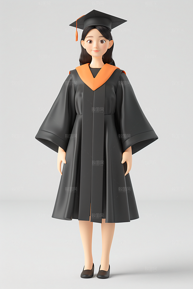 3D毕业生学生粘土人模型