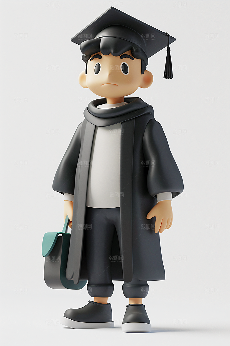 3D毕业生学生纯色背景模型