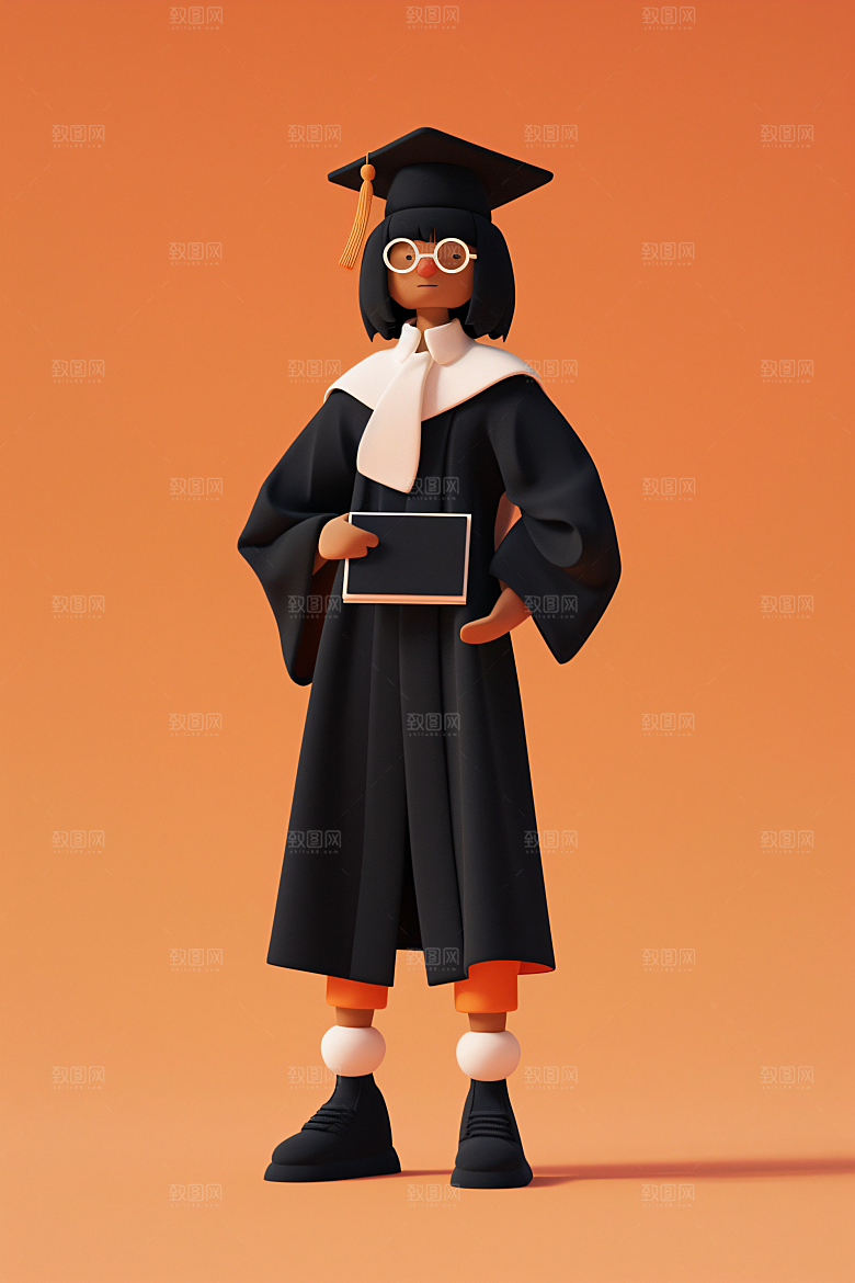 3D毕业生高清学生模型