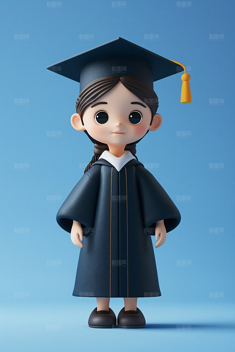 3D毕业生立体粘土人模型