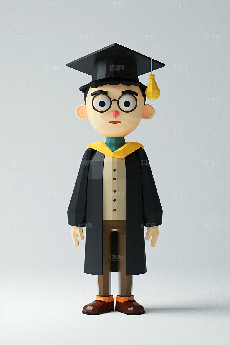 3D毕业生全身照学生模型