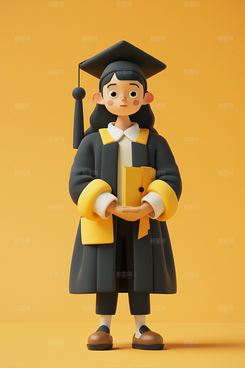 3D毕业生学生纯色背景模型