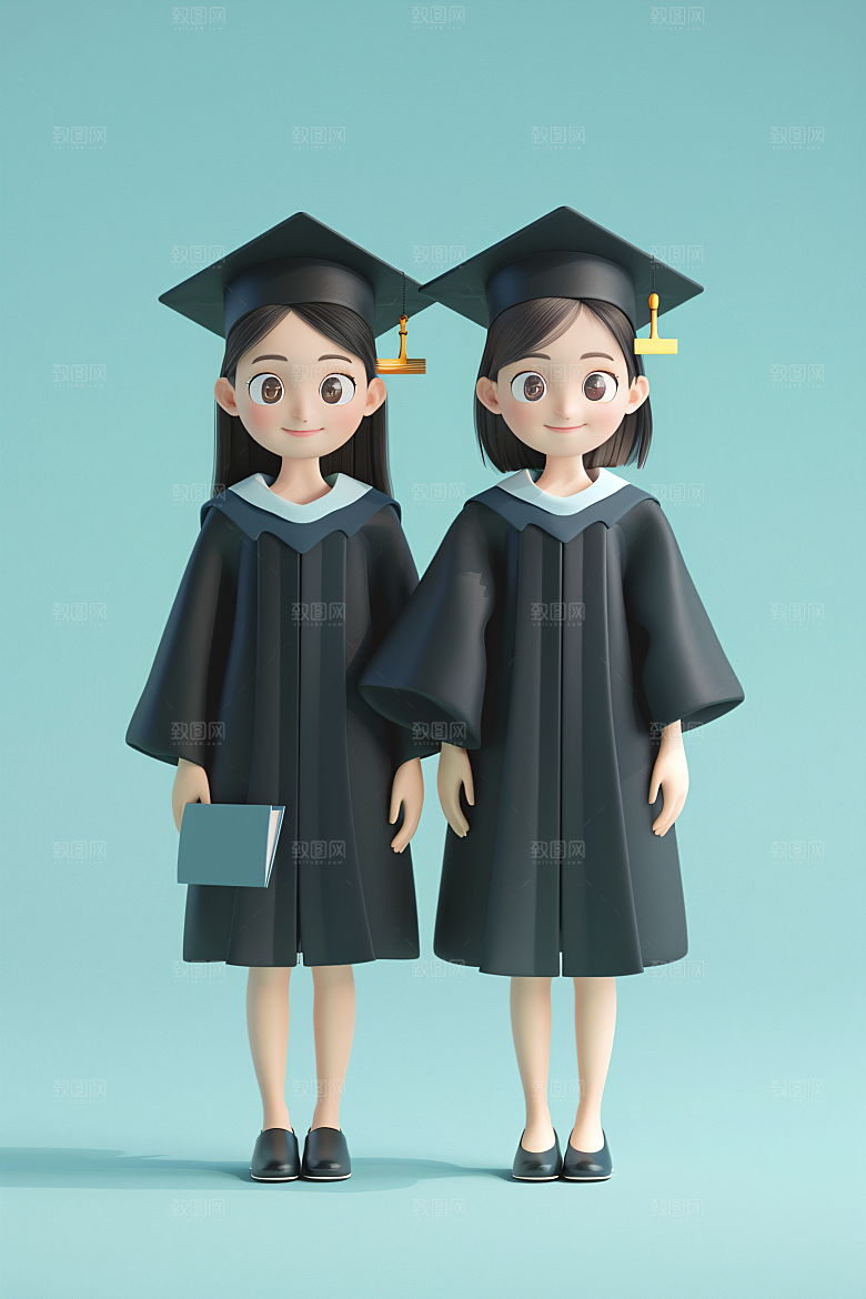 3D毕业生肖像卡通模型