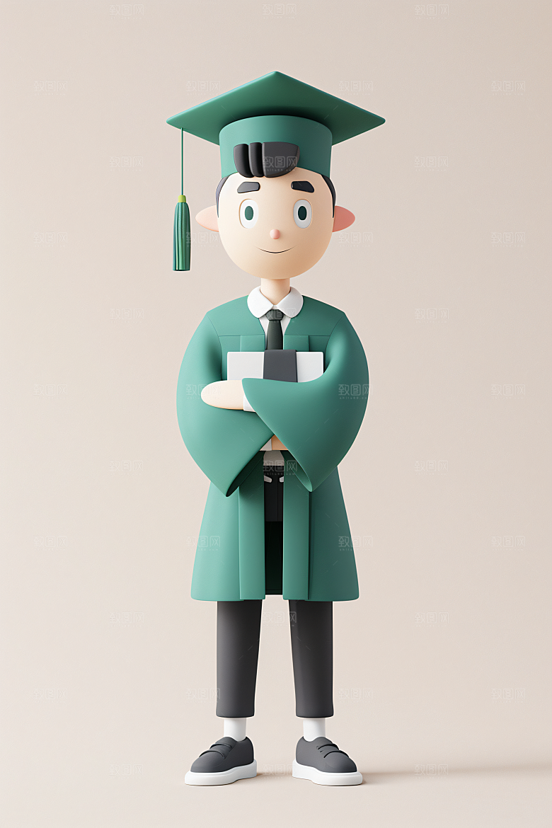 3D毕业生粘土人形象模型