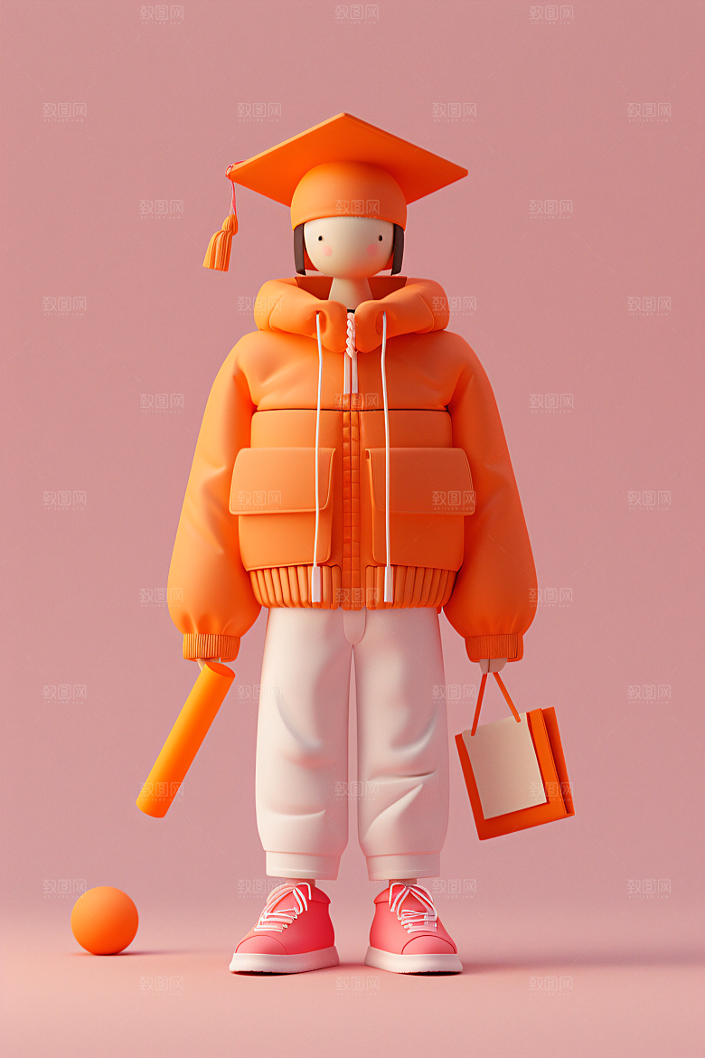 3D毕业生学生形象模型