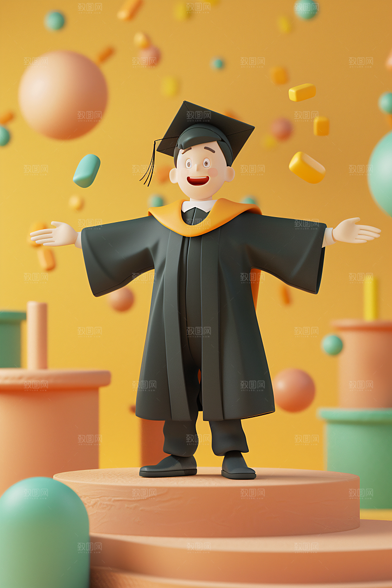 3D毕业生学生C4D模型