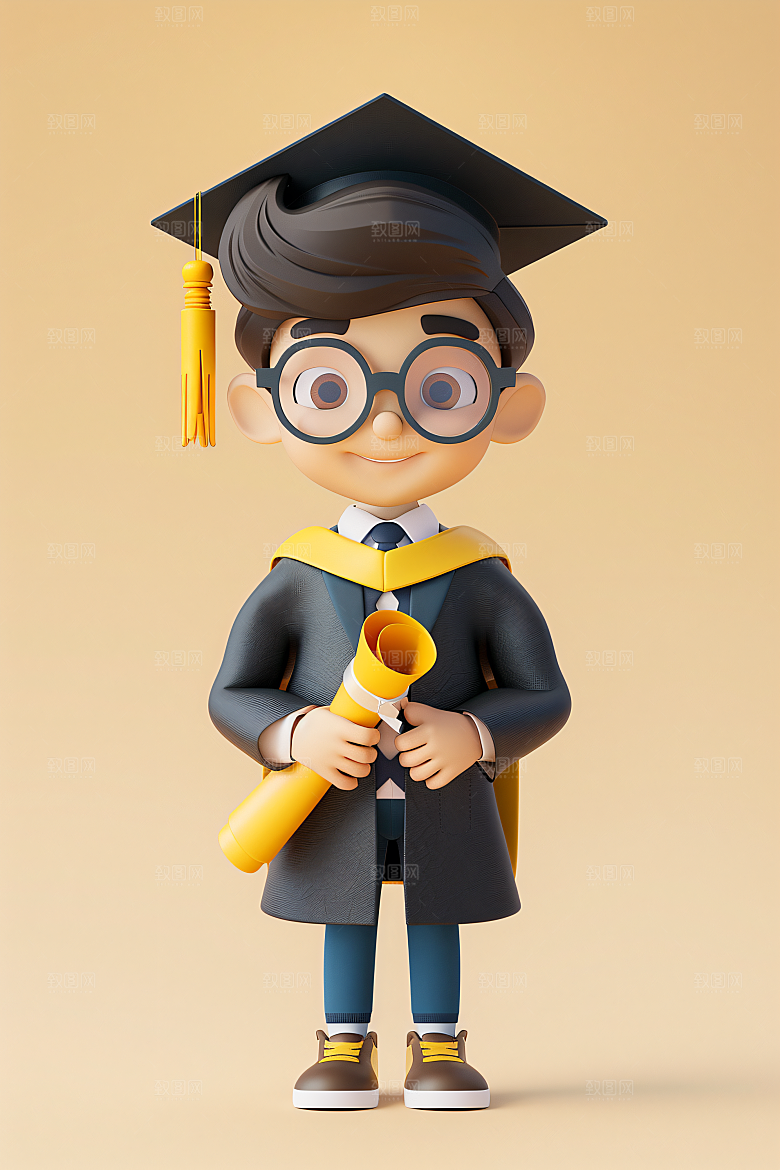 3D毕业生高清学生模型
