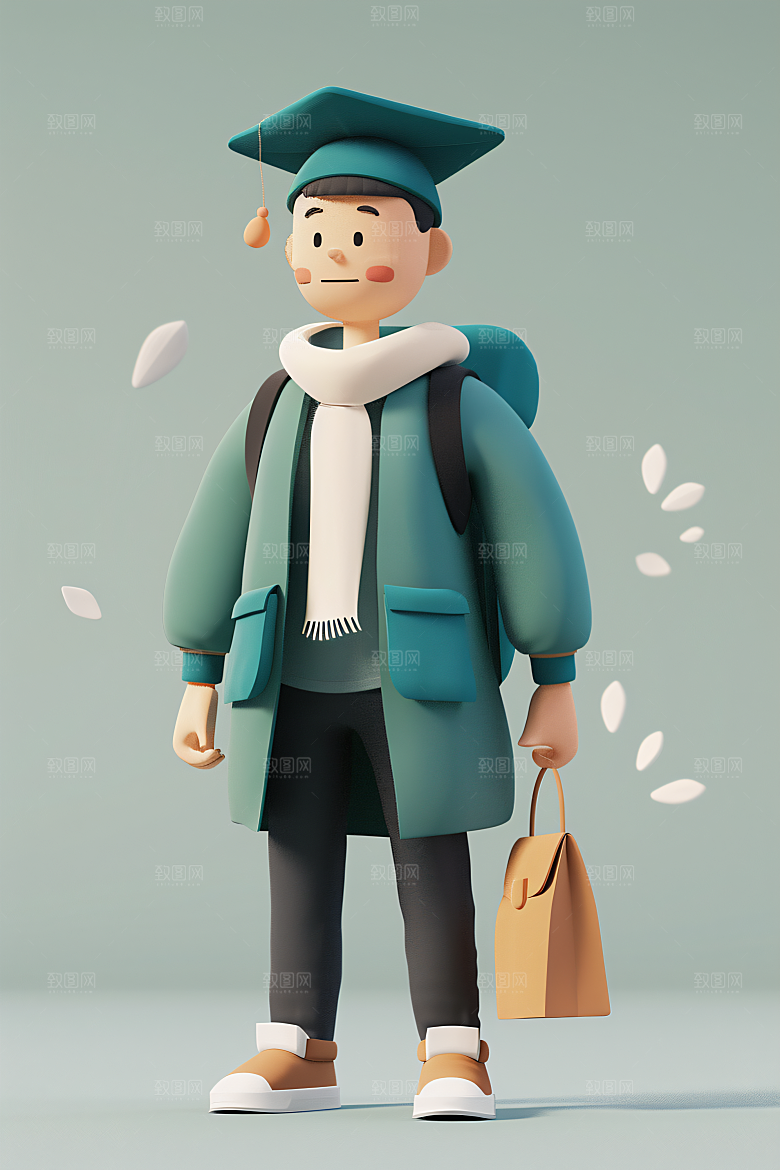 3D毕业生卡通毕业季模型