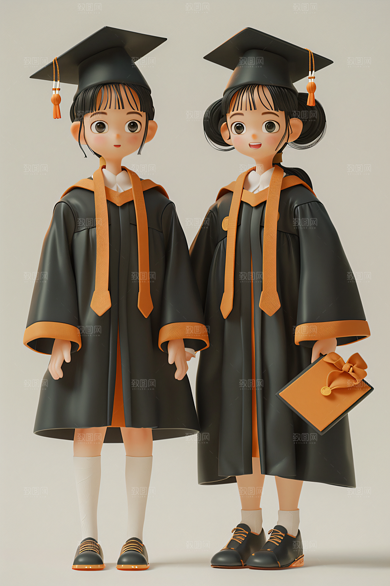 3D毕业生粘土人高清模型