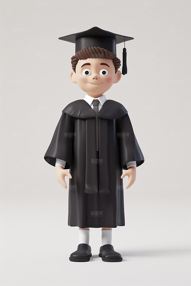 3D毕业生卡通学生模型