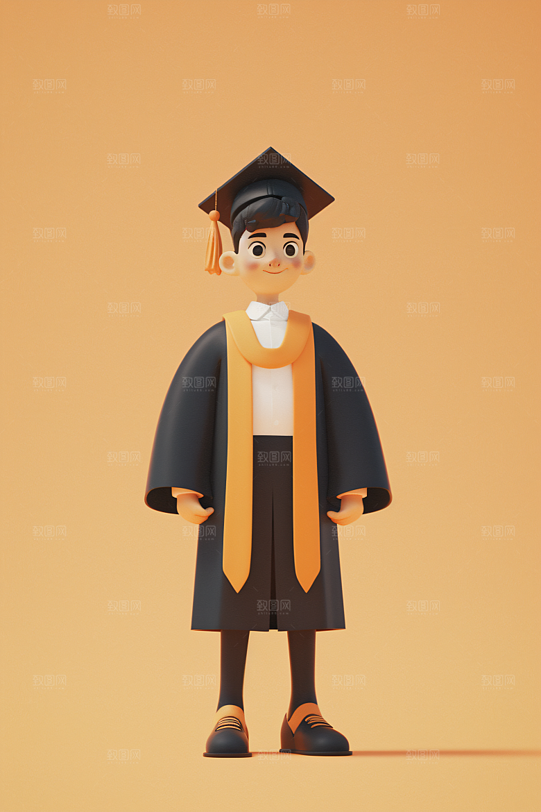 3D毕业生学生全身照模型