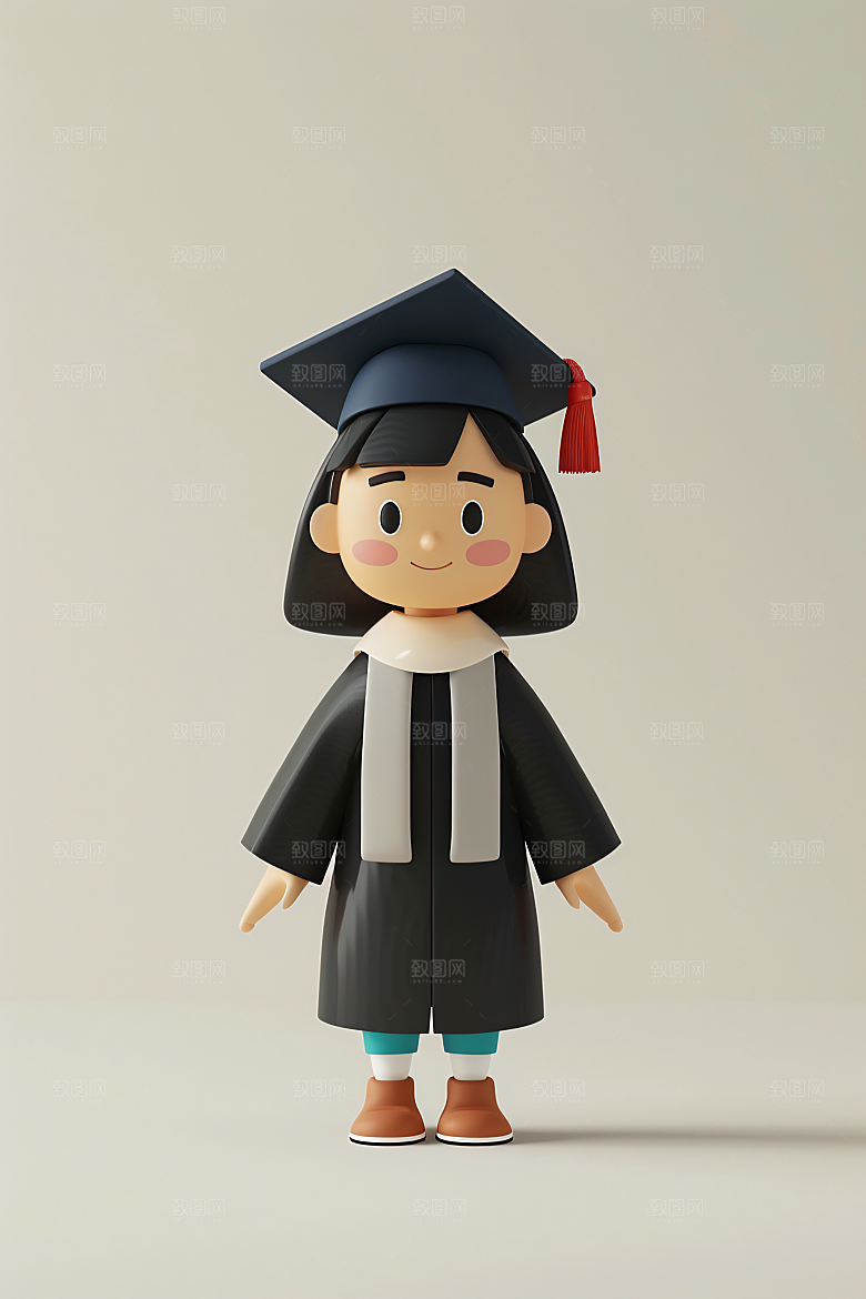 3D毕业生学生纯色背景模型