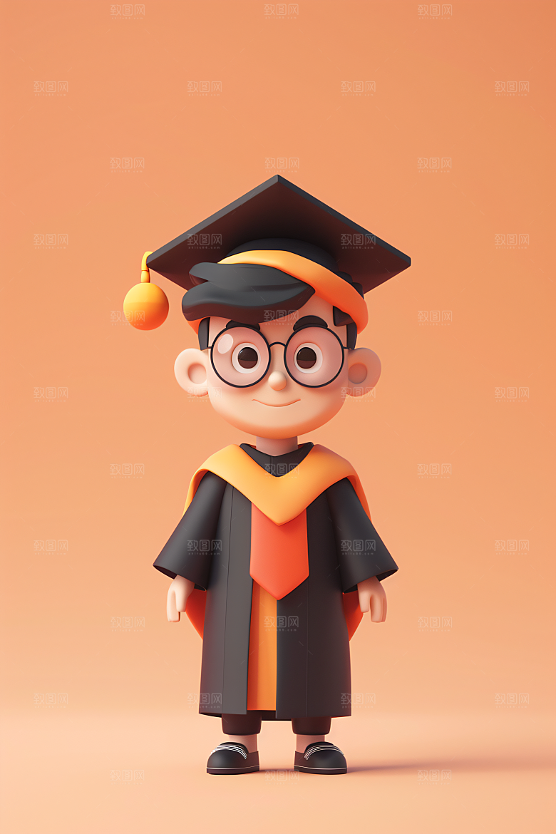 3D毕业生学生全身照模型