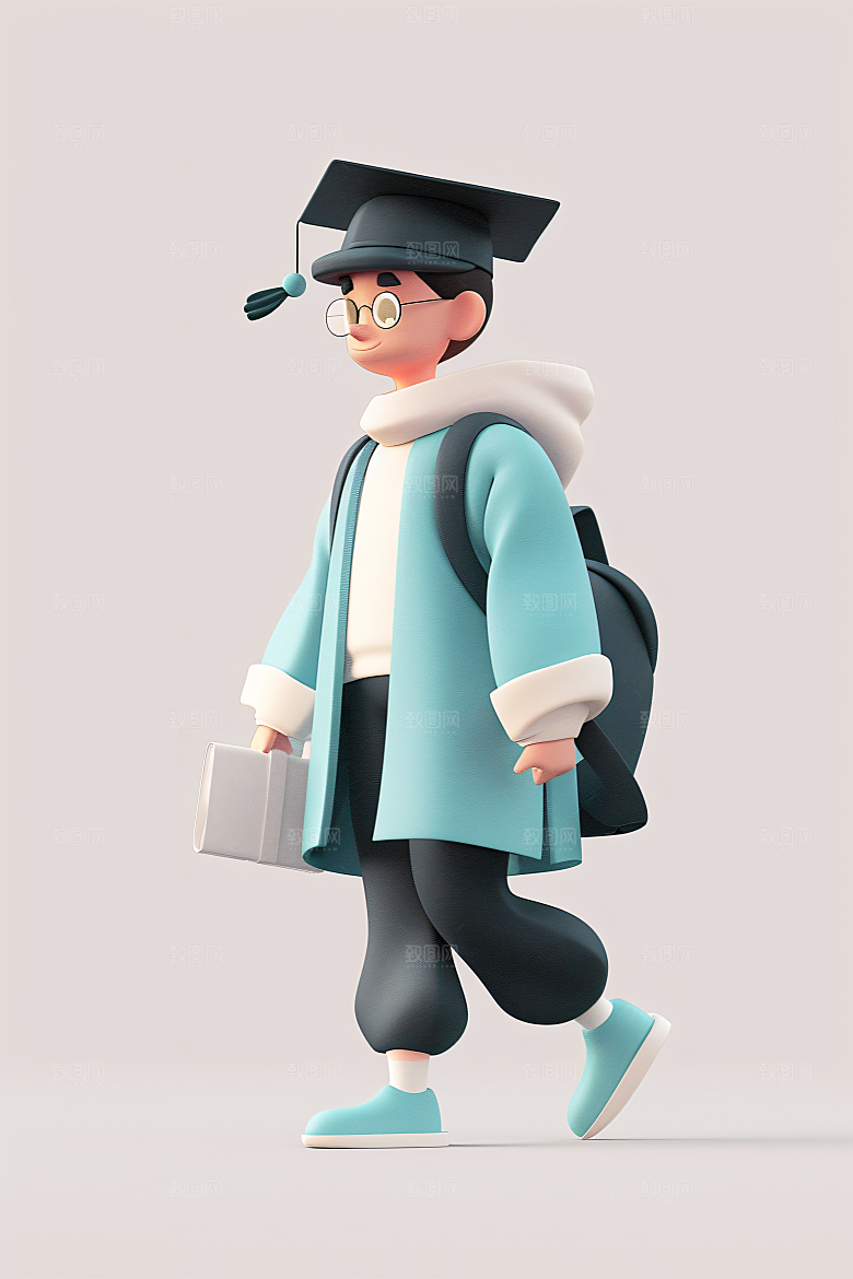 3D毕业生卡通毕业季模型