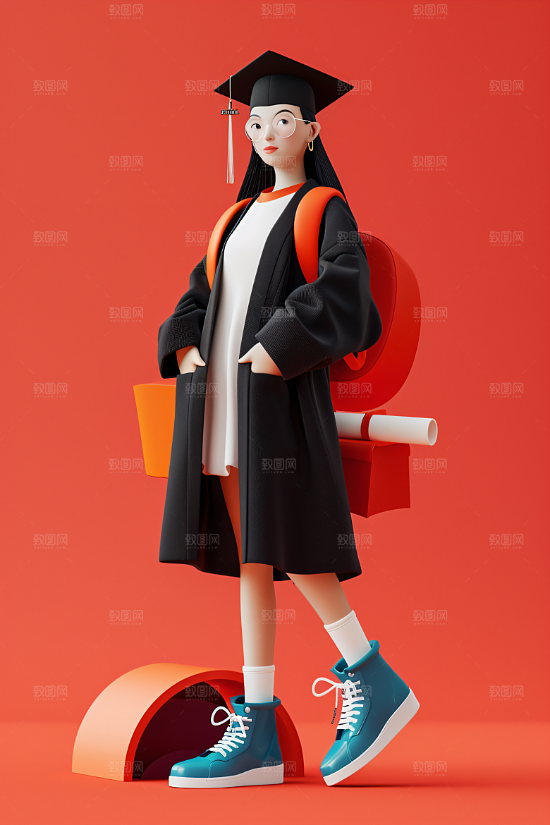 3D毕业生立体全身照模型