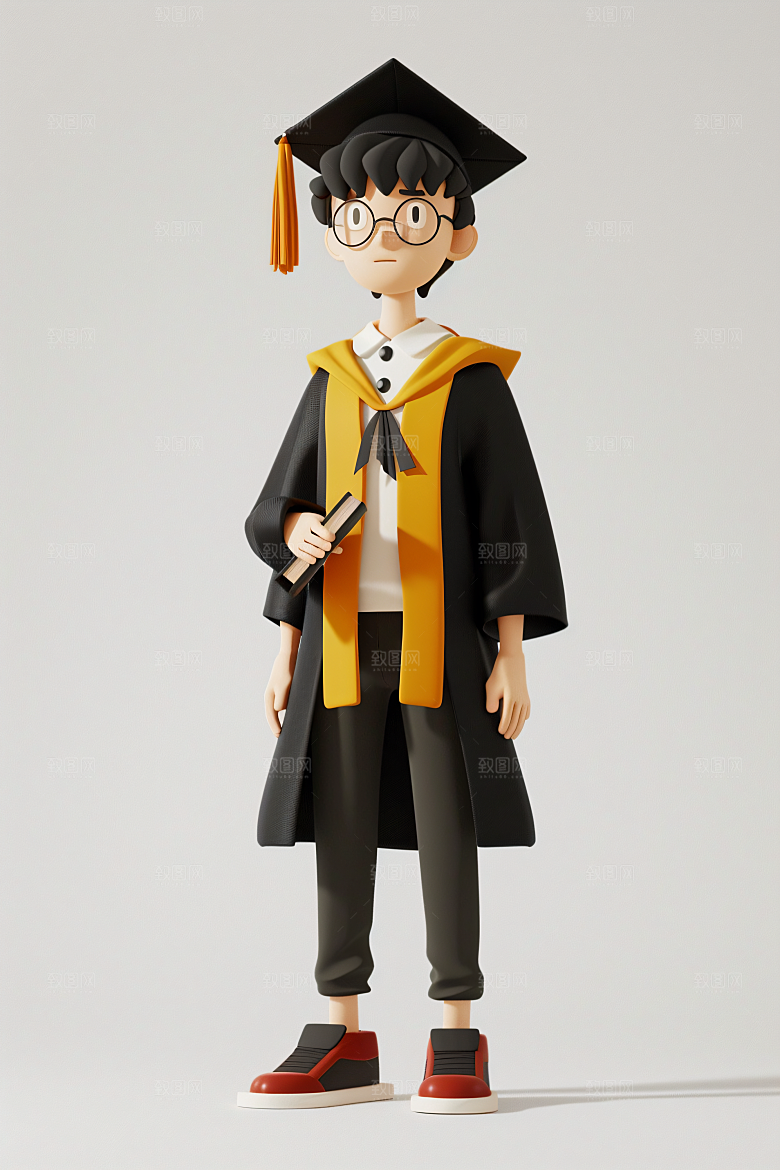 3D毕业生学生高清模型