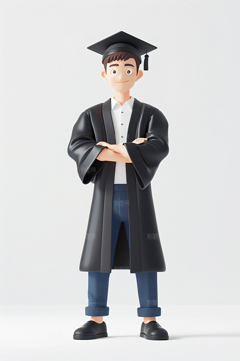 3D毕业生学生粘土人模型