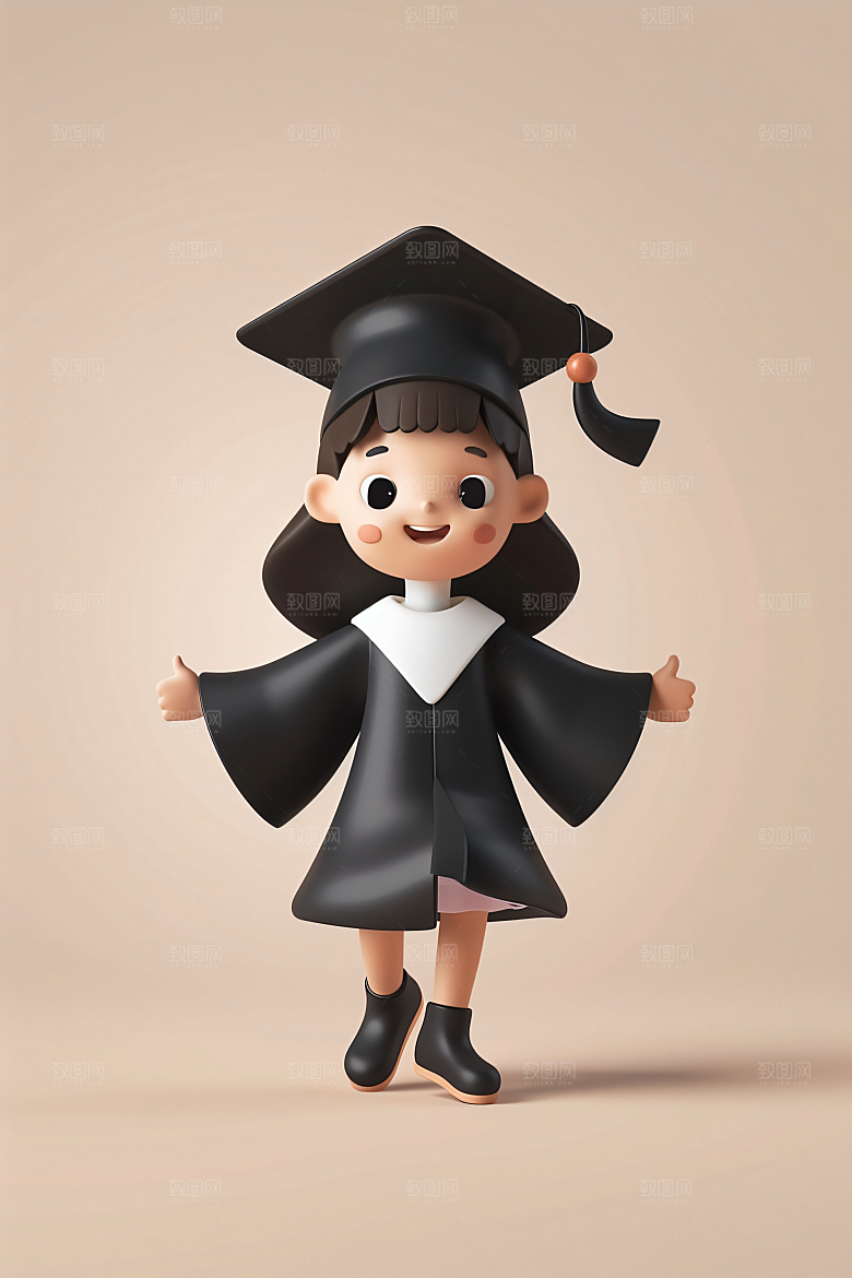 3D毕业生肖像卡通模型