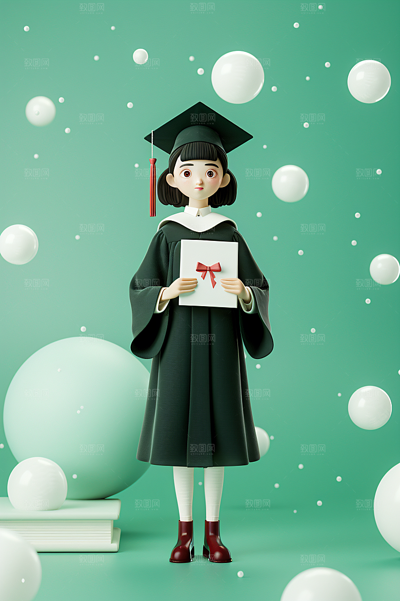 3D毕业生毕业季人物模型