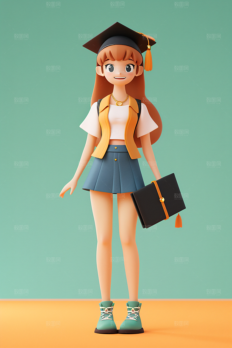 3D毕业生粘土人高清模型