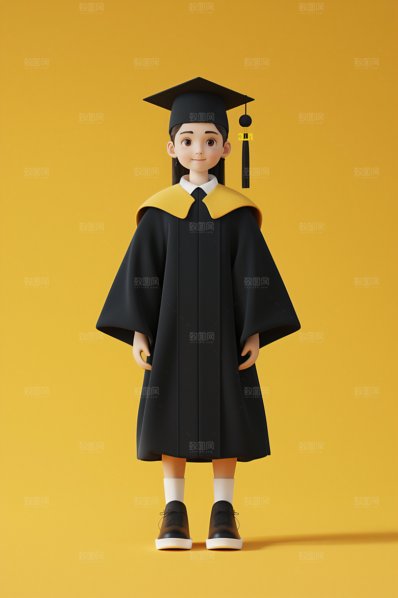 3D毕业生卡通高清模型