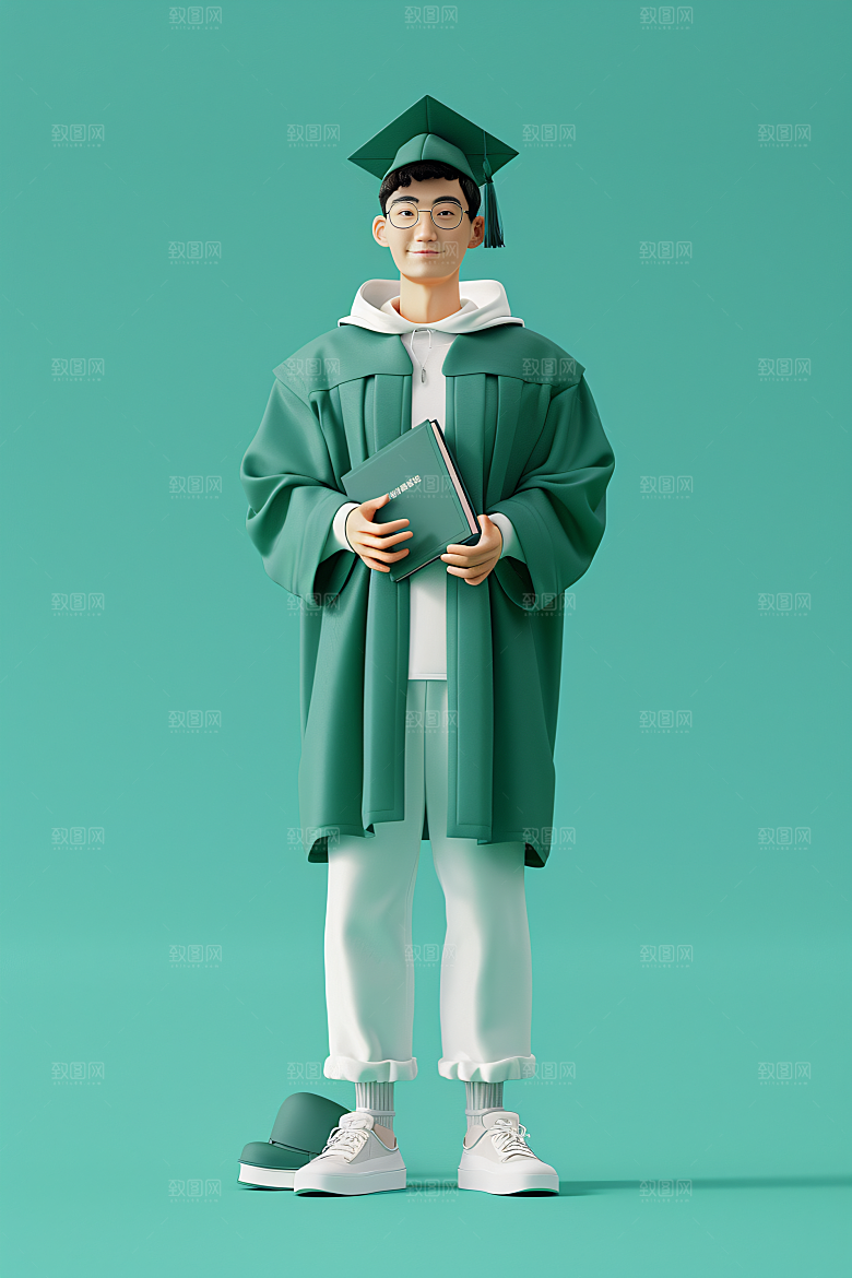 3D毕业生粘土人人物模型