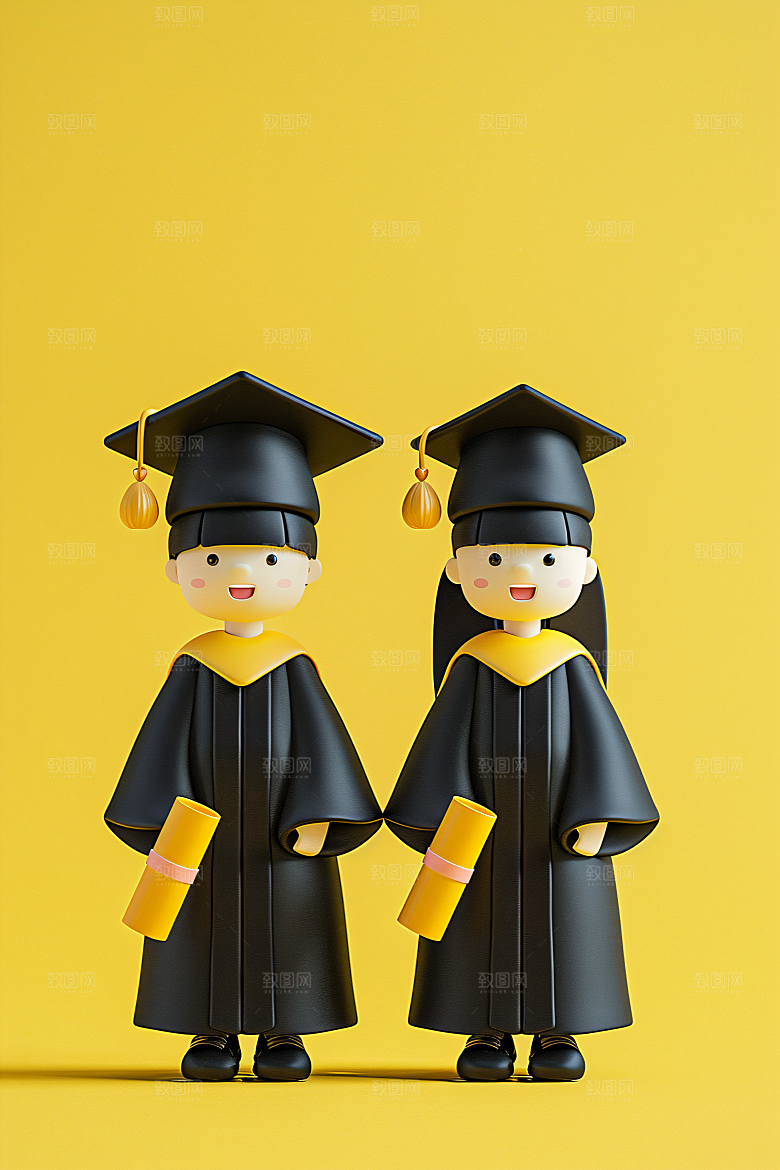 3D毕业生学生肖像模型