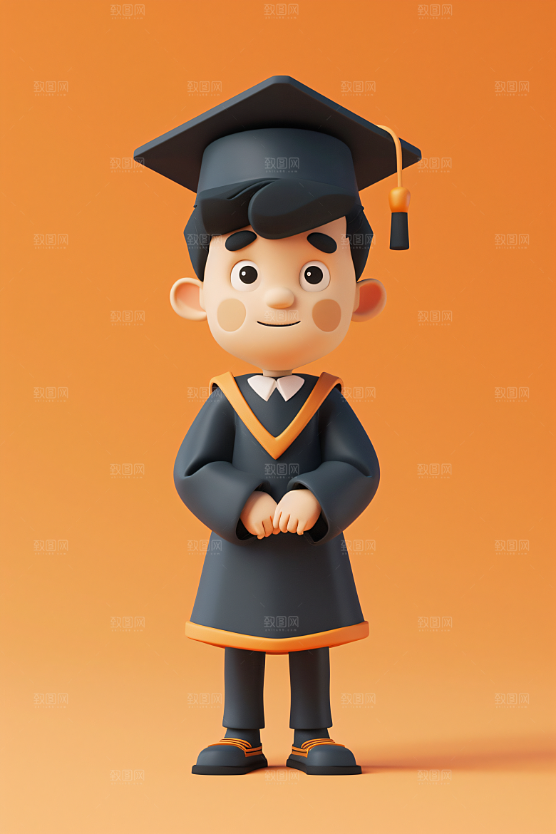 3D毕业生肖像学生模型